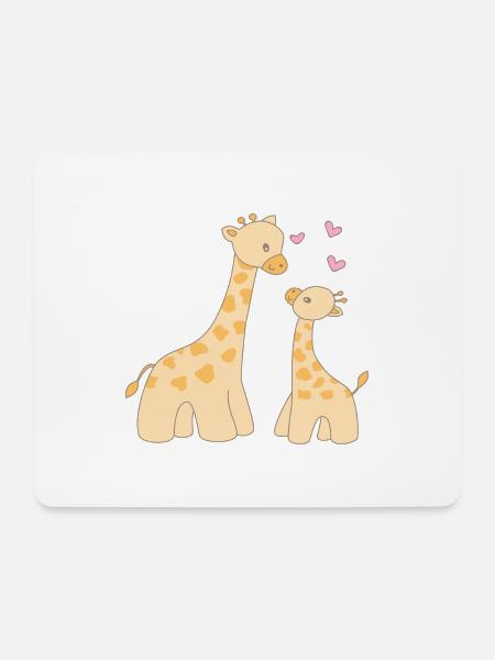Giraffe mit Welpe - Mousepad (Querformat) - Weiß