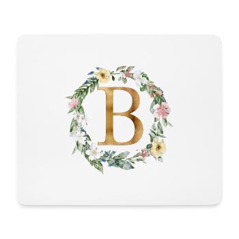 Personalisierbar Monogramm Watercolour Floral B - Mousepad (Querformat) - Weiß - Vorne