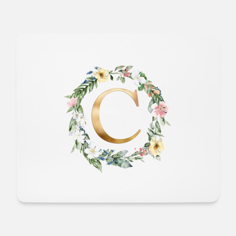 Customizable Monogram Watercolour Floral C - Mouse Pad (horizontal) - white
