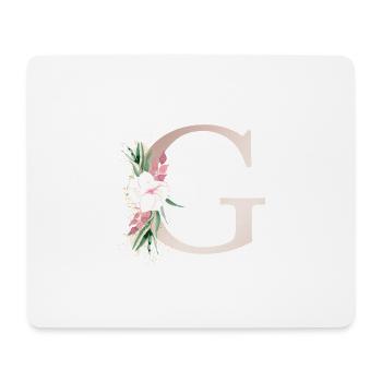 Personalisierbar Monogramm G Floral - Mousepad (Querformat) - Weiß - Vorne