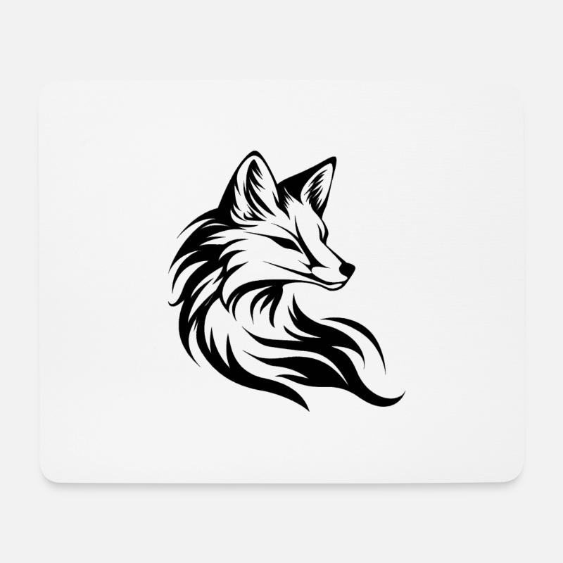 Fuchskopf, Tätowierung - Mousepad (Querformat) - Weiß