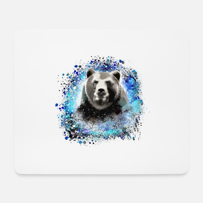 Bear, graffiti, blue, painting,blue - Mouse Pad (horizontal) - white