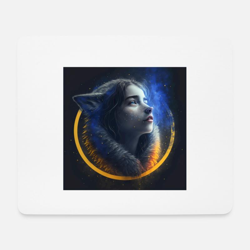 Wolf Frau - Mousepad (Querformat) - Weiß