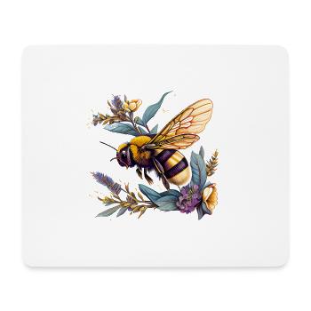Cooles Bienen Motiv mit Blumen Cartoon Comic - Mousepad (Querformat) - Weiß - Vorne