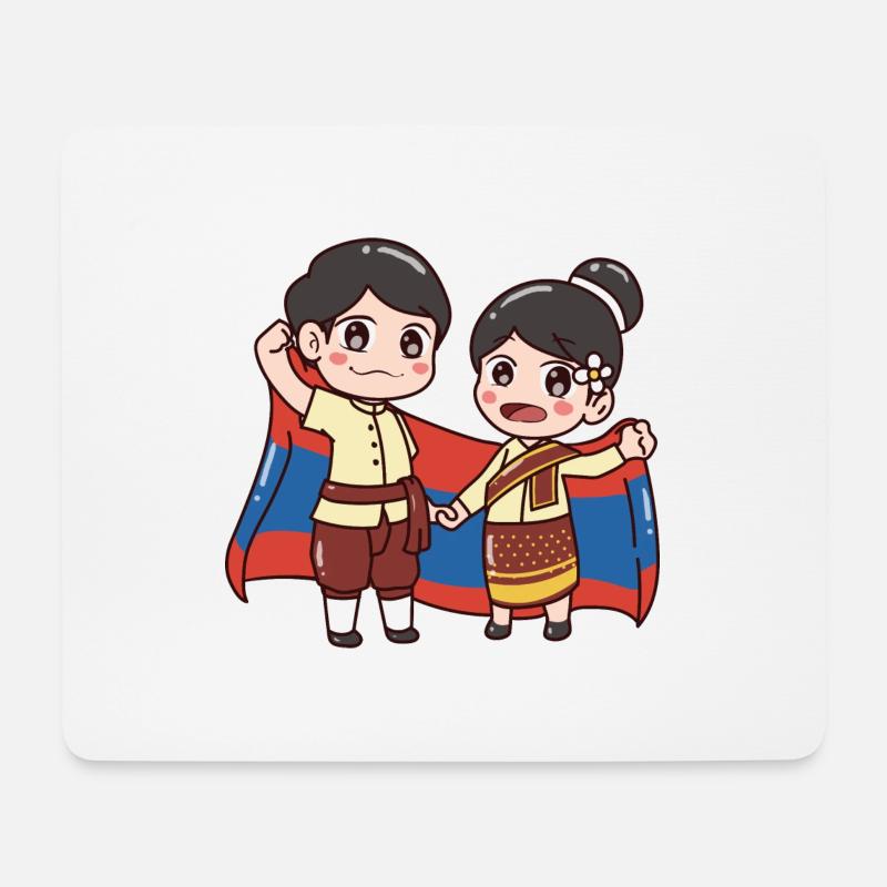Laos Laote Laoten Flagge Elefant Lao I Geschenk - Mousepad (Querformat) - Weiß