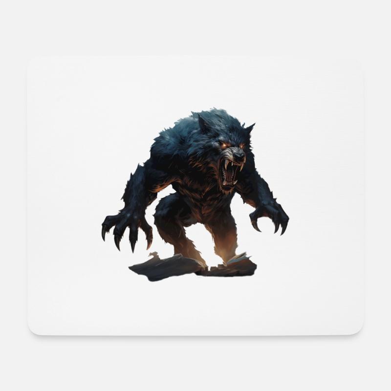 a classic Werewolf Monster in a comic style - Mousepad (Querformat) - Weiß