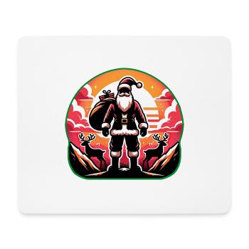 Weihnachtsmann mit Rentieren auf Bergspitze - Mousepad (Querformat) - Weiß - Vorne