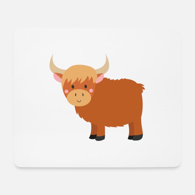 Hochlandrind - Mousepad (Querformat) - Weiß