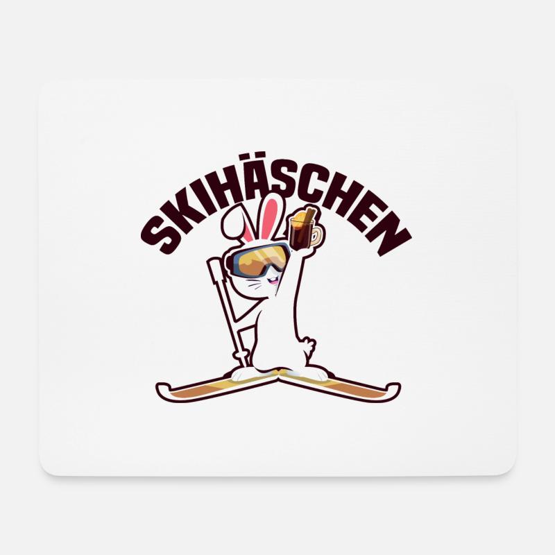Skihaserl Skihase Skihasen Skihäschen Skifahrerin - Mousepad (Querformat) - Weiß