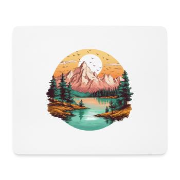 Beautiful landscape with mountains, gift hiking - Mouse Pad (horizontal) - white - Front