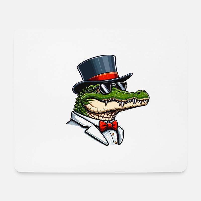 Herr Krokodil - Mousepad (Querformat) - Weiß