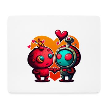 Roboter zum Valentinstag lieben #love - Mousepad (Querformat) - Weiß - Vorne