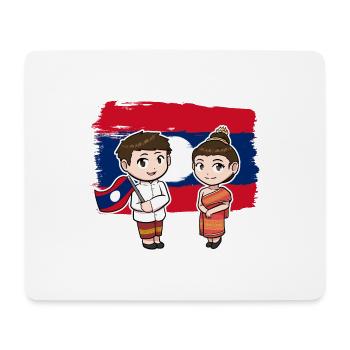 Laos Laote Mädchen Junge Flagge I Geschenk - Mousepad (Querformat) - Weiß - Vorne