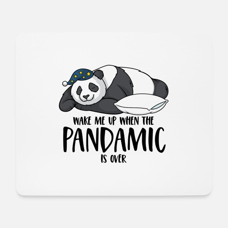 Panda Spruch Wake me up when the pandamic is over - Mousepad (Querformat) - Weiß