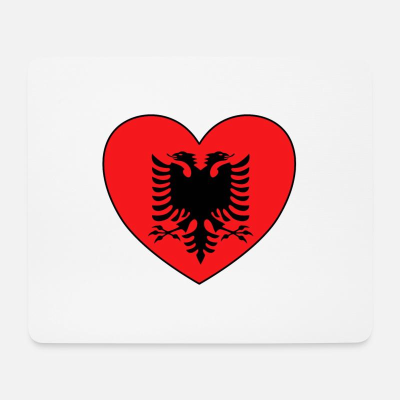 Albanien Flagge Herz - Mousepad (Querformat) - Weiß