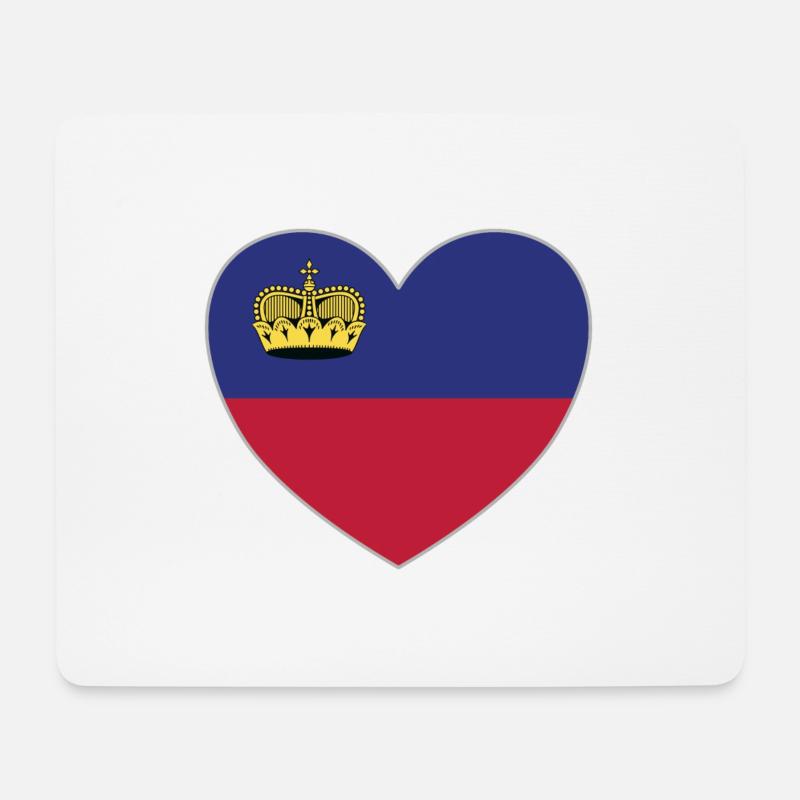 Liechtenstein Flagge Herz - Mousepad (Querformat) - Weiß