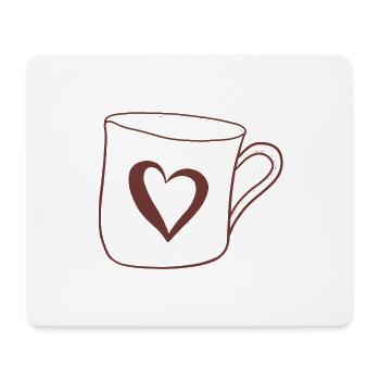 Becher mit Herz - Mousepad (Querformat) - Weiß - Vorne