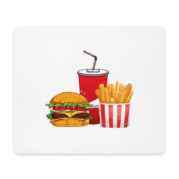 Burger, Soda, Pommes. - Mousepad (Querformat) - Weiß - Vorne