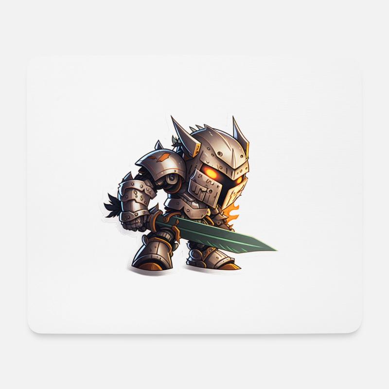 Böser Roboter Ritter - Mousepad (Querformat) - Weiß
