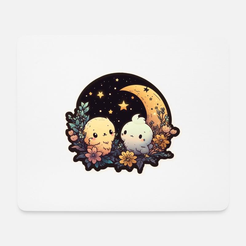 Verliebte Tierchen, Sternenhimmel - Mousepad (Querformat) - Weiß
