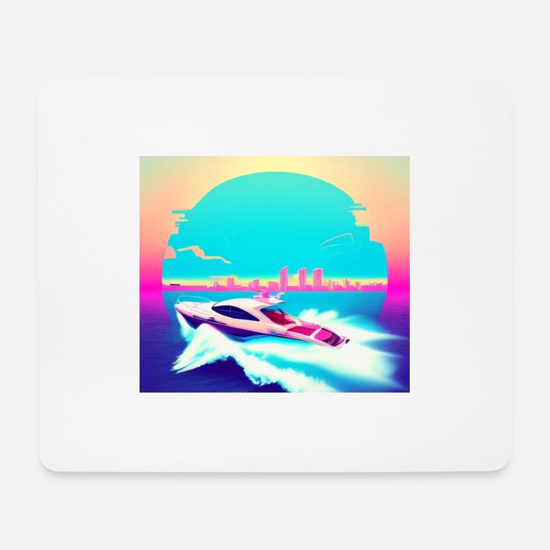 Miami Vice Retro Sportboot 80er Jahre - Mousepad (Querformat) - Weiß