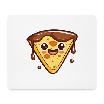 Drôle de tranche de pizza bande dessinée - Tapis de souris (format paysage) - blanc - Devant