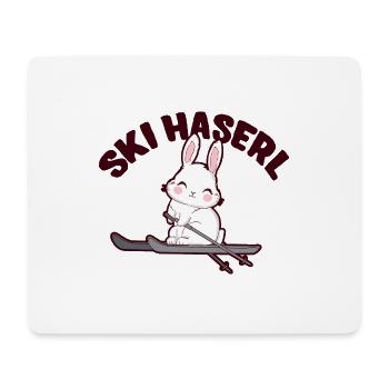 Skifahrerin Skihase Skihasen Skihaserl Skihäschen - Mousepad (Querformat) - Weiß - Vorne