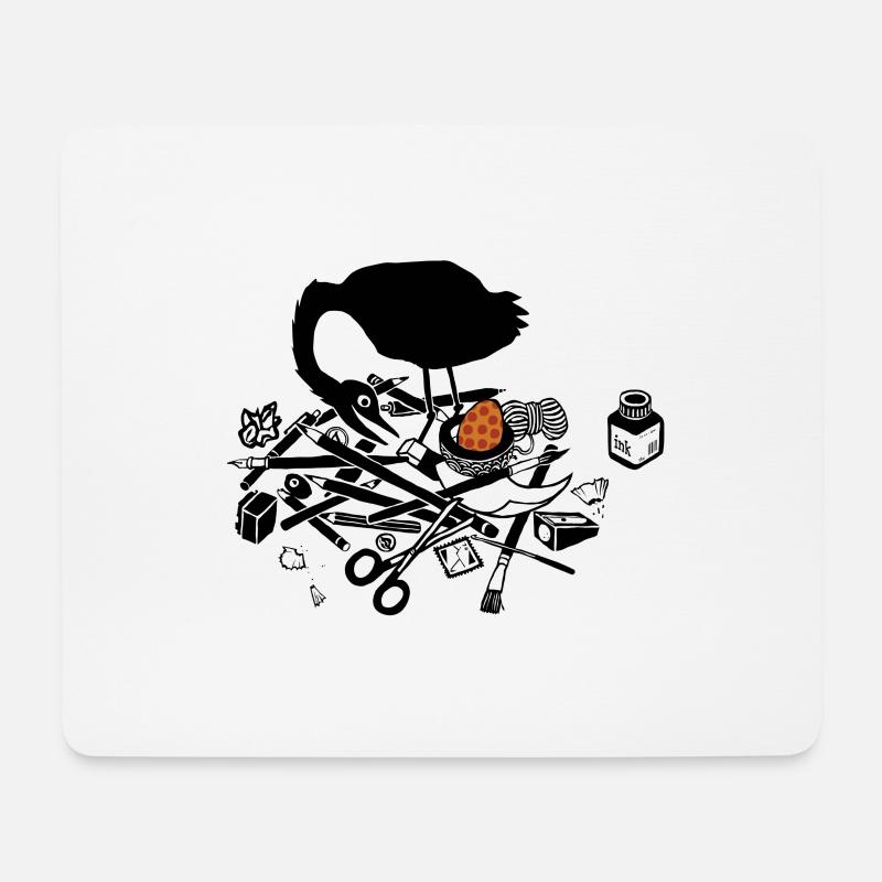Vogel in Stiften - Mousepad (Querformat) - Weiß