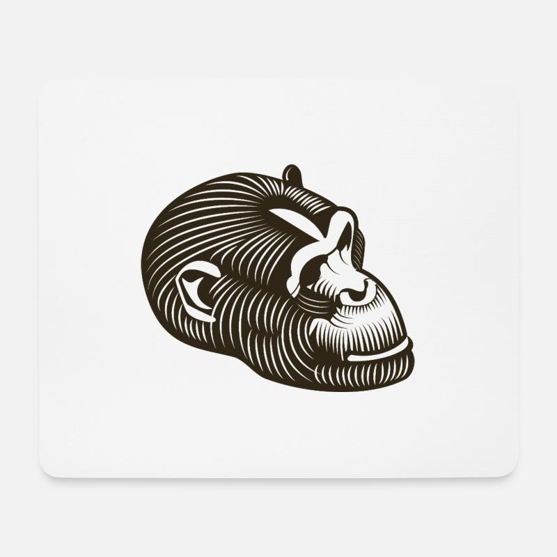 Tête de GORILLE stylisée - Tapis de souris (format paysage) - blanc