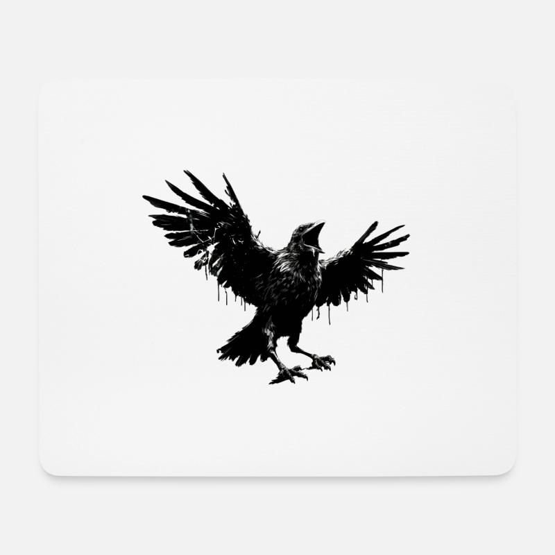 drakebobber a crow in a comic style - Mousepad (Querformat) - Weiß