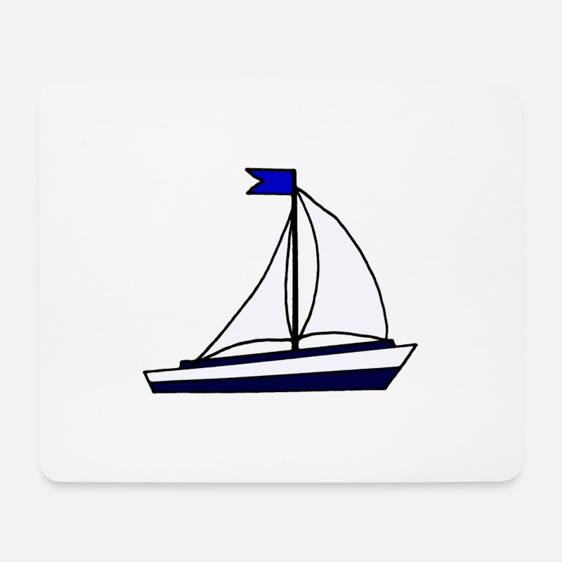 Blue Sailing Ship - Mouse Pad (horizontal) - white