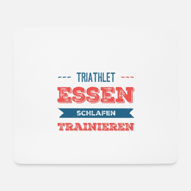 Triathlet essen schlafen trainieren - Mousepad (Querformat) - Weiß