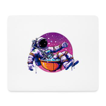 Funky Astronaut im Weltraum nimmt ein Bad - Mousepad (Querformat) - Weiß - Vorne
