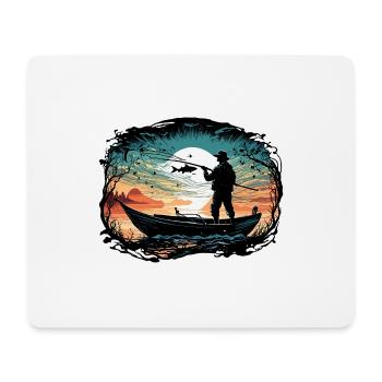 Angler Siluette / Fishing / Fish / Lake / Sport - Mouse Pad (horizontal) - white - Front