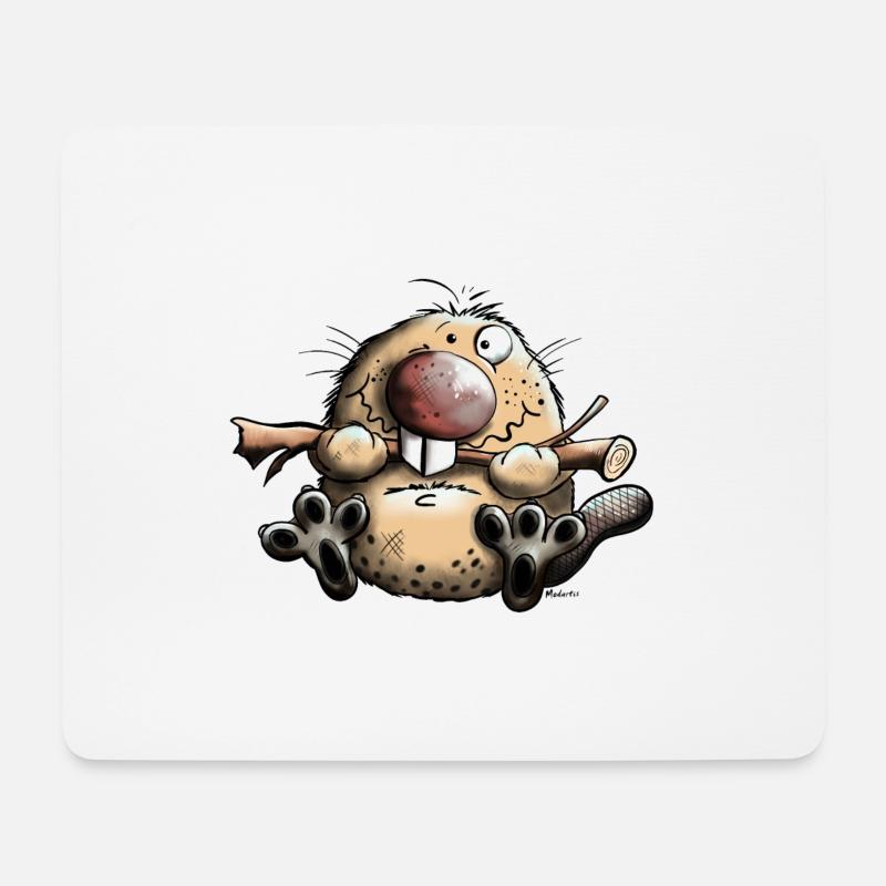 Lustiger Biber - Mousepad (Querformat) - Weiß