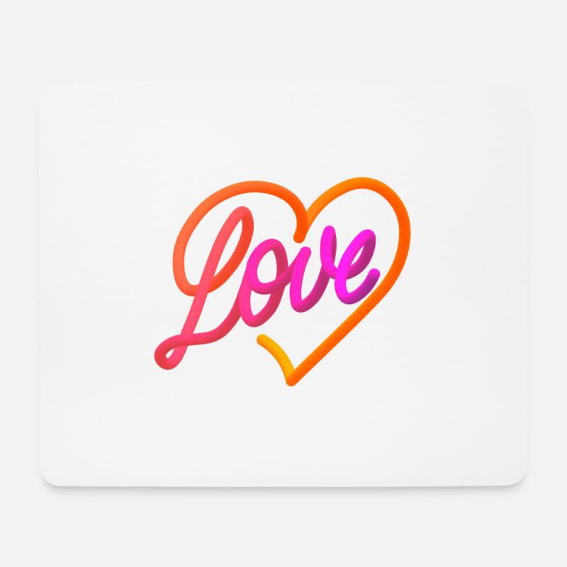 Love LOVE love Herz Design - Mousepad (Querformat) - Weiß