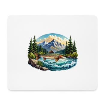 Fisch im Fluss - im Wald - Mousepad (Querformat) - Weiß - Vorne
