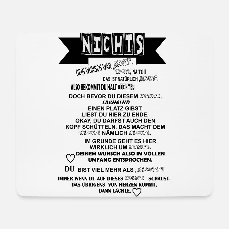 Nichts - Geschenkidee - Nichts schenken. Text - Mousepad (Querformat) - Weiß