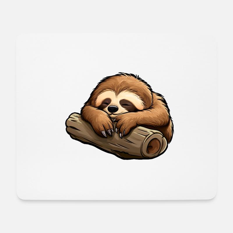 Chilliges Faultier - Mousepad (Querformat) - Weiß