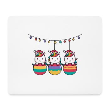 Drei Regenbogen-Einhörner Weihnachten - Mousepad (Querformat) - Weiß - Vorne
