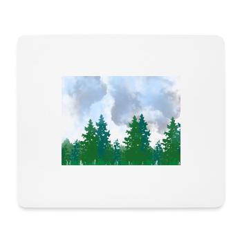 Paysage paysage aquarelle forêt sur un temps nuageux - Tapis de souris (format paysage) - blanc - Devant