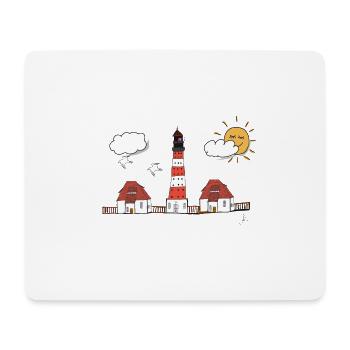 Dessin du phare de Westerhever - Tapis de souris (format paysage) - blanc - Devant