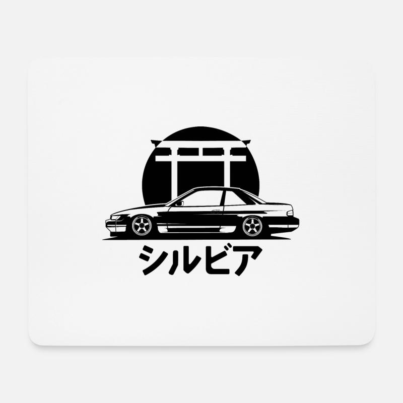 Sonne Silhouette Geschenk JDM Motorsport Japan - Mousepad (Querformat) - Weiß
