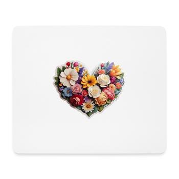Fashion & more "Herz mit Blumen" 💐❤ - Mousepad (Querformat) - Weiß - Vorne