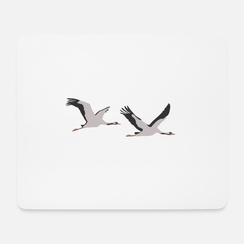 Cranes, Commoncrane, Eurasian Crane - Mouse Pad (horizontal) - white