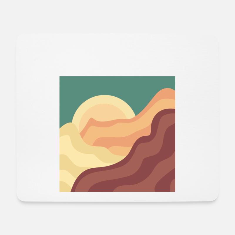 Sonnenuntergang hinter Hügeln - Mousepad (Querformat) - Weiß