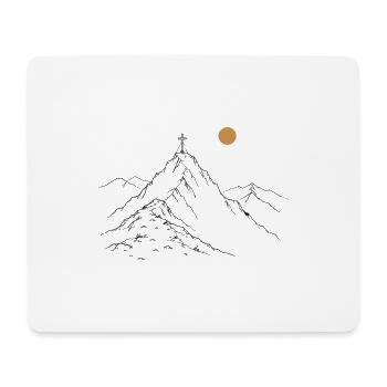 Gipfelkreuz im Sonnenaufgang - Mousepad (Querformat) - Weiß - Vorne