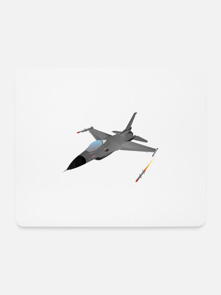 F-16 Kampfflugzeug - Mousepad (Querformat) - Weiß