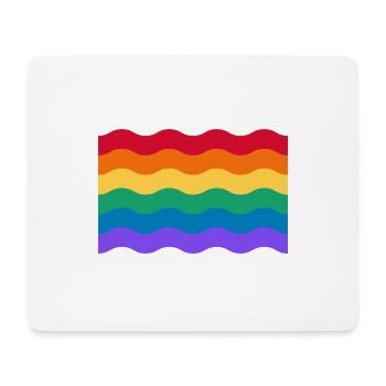 Drapeau ondulé de la fierté gaie arc-en-ciel - Tapis de souris (format paysage) - blanc - Devant