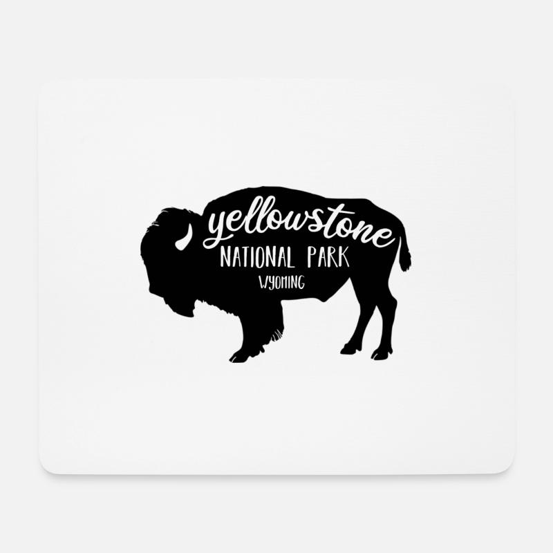 Yellowstone NP Bison Farbe schwarz - Mousepad (Querformat) - Weiß